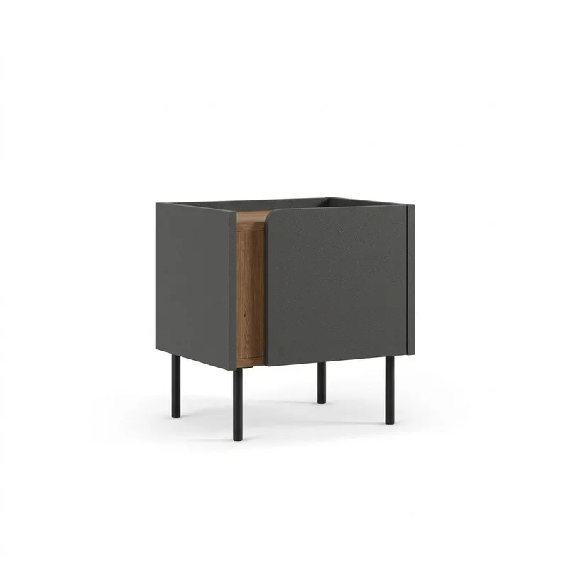 Lomar Nattduksbord 45,5x47,8x35 cm, Naturlig ek, antracit, svart