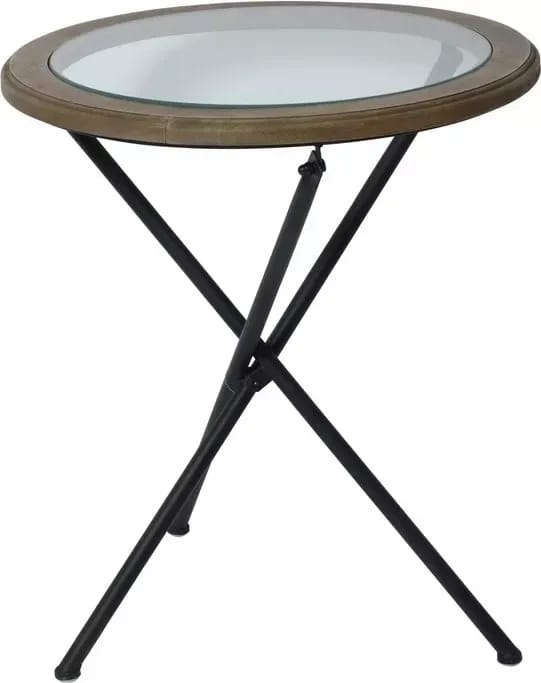 Runt lampbord Ø45 cm -  Svart/Glas, Svart/Glas