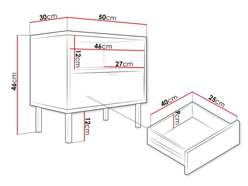 Salmor Sängbord 50 cm - Vit - Products - Möbler - Bord & matgrupp - Avlastningsbord & sidobord - Sängbord & nattduksbord