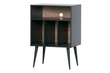 Seamas Sängbord 60 cm med Förvaring Hyllor - Valnöt/Svart - Products - Möbler - Bord & matgrupp - Avlastningsbord & sidobord - Sängbord & nattduksbord