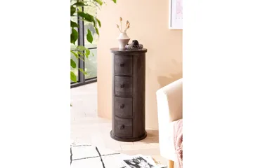 Sideboard Wohnling Runt massivt trä lantlig stil Svart, 4 lådor - Svart, 4 lådor - Products - Möbler - Bord & matgrupp - Avlastningsbord & sidobord - Konsolbord & hallbord