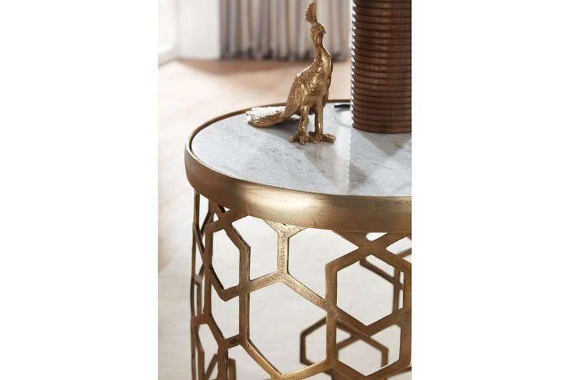 Sido bord Wohnling Äkta marmor rund 44 cm honungskake-optik bas modern - Products - Möbler - Bord & matgrupp - Avlastningsbord & sidobord - Brickbord & småbord