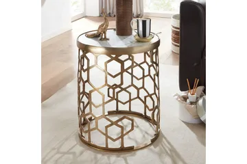 Sido bord Wohnling Äkta marmor rund 44 cm honungskake-optik bas modern - Products - Möbler - Bord & matgrupp - Avlastningsbord & sidobord - Brickbord & småbord