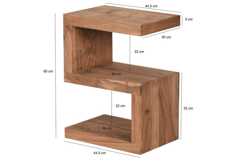 Sido bord Wohnling Massivt trä, S-kub, lantlig stil Akacia - Akacia - Products - Möbler - Bord & matgrupp - Avlastningsbord & sidobord - Brickbord & småbord