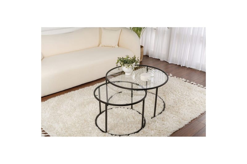 Soffbordset 2 delar Rikiya Svart Transparent - Svart Transparent - Products - Möbler - Bord & matgrupp - Avlastningsbord & sidobord - Satsbord