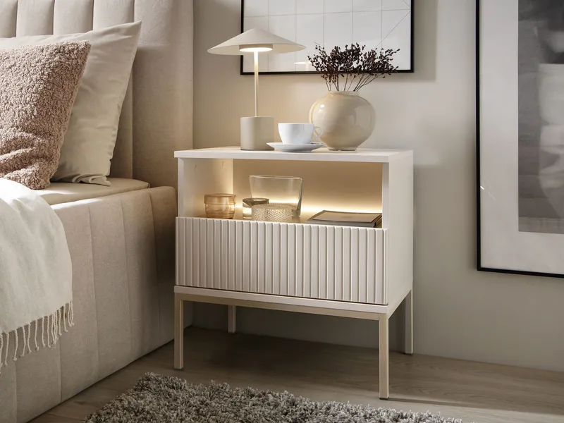 Tenorio Sängbord 54 cm - Beige - Products - Möbler - Bord & matgrupp - Avlastningsbord & sidobord - Sängbord & nattduksbord