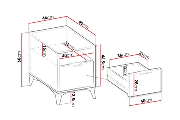 Vemdalen Sängbord 44 cm - Sand beige - Products - Möbler - Bord & matgrupp - Avlastningsbord & sidobord - Sängbord & nattduksbord