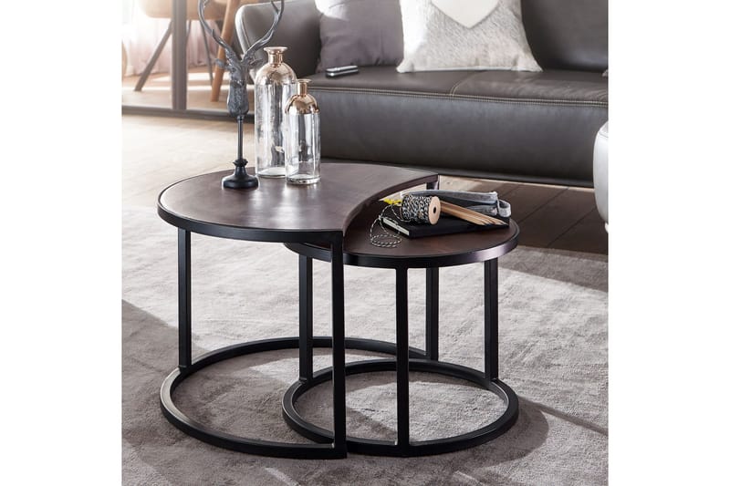 Willowdale Satsbord 60 cm Runt - Teak/Svart - Products - Möbler - Bord & matgrupp - Avlastningsbord & sidobord - Satsbord