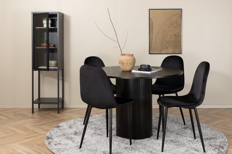 Biana Matgrupp 110 cm Rund inkl 4 Pontus Stolar, Svart