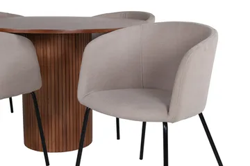 Bianca Matgrupp 110 cm Rund med 4 Berit stolar - Beige - Products - Möbler - Bord & matgrupp - Matgrupp