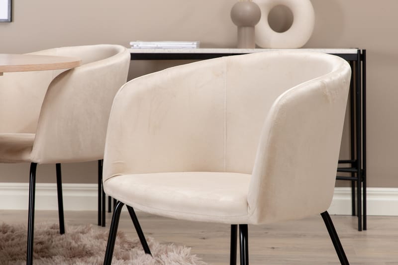 Bianca Matgrupp 110 cm Rund med 4 Berit stolar - Beige - Products - Möbler - Bord & matgrupp - Matgrupp