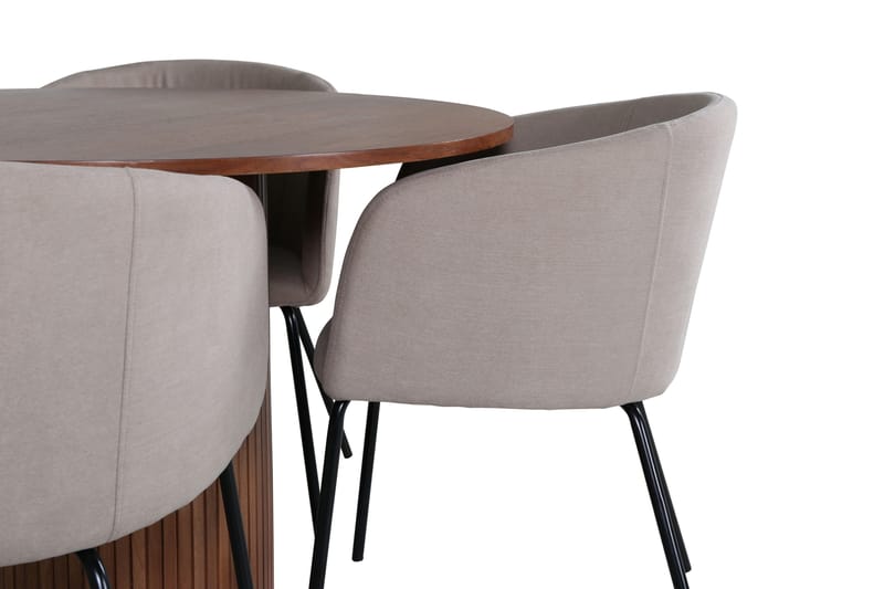 Bianca Matgrupp 110 cm Rund med 4 Berit stolar - Beige - Products - Möbler - Bord & matgrupp - Matgrupp
