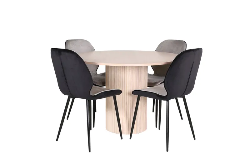 Bianca Matgrupp 110 cm Rund med 4 Emma stolar, Svart