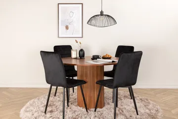 Bianca Matgrupp 110 cm Rund med 4 Windu Lyx stolar - Svart - Products - Möbler - Bord & matgrupp - Matgrupp