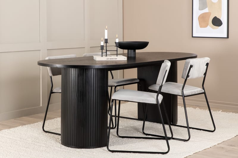 Bianca Matgrupp 200 cm Oval med 4 Kenth stolar - Svart - Products - Möbler - Bord & matgrupp - Matgrupp