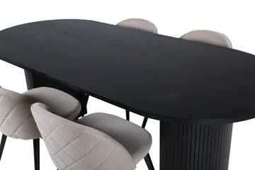 Bianca Matgrupp 200 cm Oval med 4 Velvet stolar - Beige - Products - Möbler - Bord & matgrupp - Matgrupp