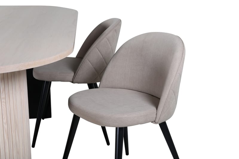 Bianca Matgrupp 200 cm Oval med 4 Velvet stolar - Beige - Products - Möbler - Bord & matgrupp - Matgrupp