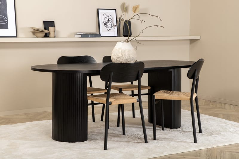 Bianca Matgrupp 200 cm Oval med 4 Polly stolar - Svart - Products - Möbler - Bord & matgrupp - Matgrupp