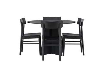 Bootcut Matgrupp + 4 stolar Rund - Svart - Products - Möbler - Bord & matgrupp - Matgrupp