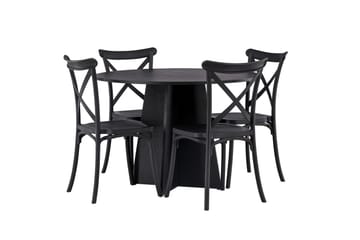 Bootcut Matgrupp 110 cm Rund med 4 Crosett stolar - Svart - Products - Möbler - Bord & matgrupp - Matgrupp