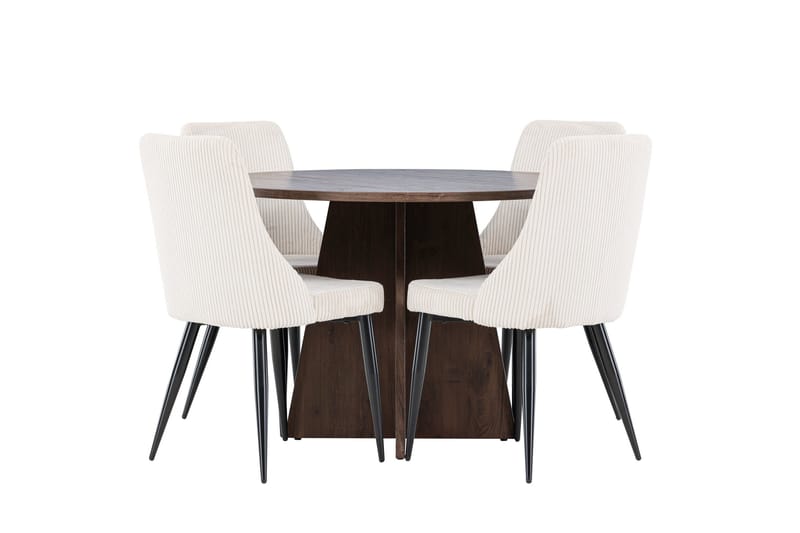 Bootcut Matgrupp 110 cm Rund med 4 Leone stolar - Mocca/Beige - Products - Möbler - Bord & matgrupp - Matgrupp