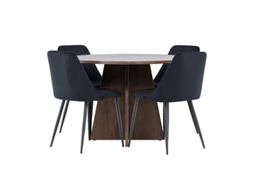 Bootcut Matgrupp 110 cm Rund med 4 Night stolar - Mocca/Svart - Products - Möbler - Bord & matgrupp - Matgrupp