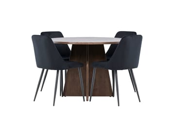 Bootcut Matgrupp 110 cm Rund med 4 Night stolar - Mocca/Svart - Products - Möbler - Bord & matgrupp - Matgrupp