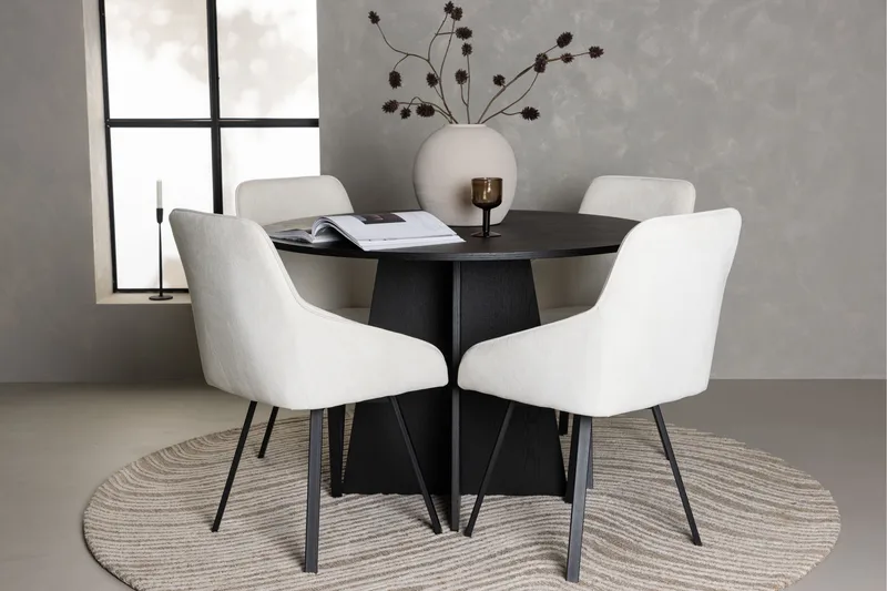 Bootcut Matgrupp 110 cm Rund med 4 Rosie stolar - Beige - Products - Möbler - Bord & matgrupp - Matgrupp