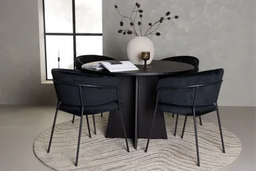 Bootcut Matgrupp 110 cm Rund med 4 Selma Stolar - Svart - Products - Möbler - Bord & matgrupp - Matgrupp