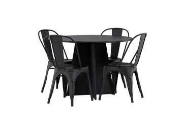 Bootcut Matgrupp 110 cm Rund med 4 Tempe Stolar - Svart - Products - Möbler - Bord & matgrupp - Matgrupp