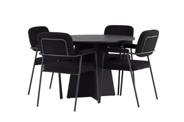 Bootcut Matgrupp 110 cm Rund med 4 Yesterday stolar - Svart - Products - Möbler - Bord & matgrupp - Matgrupp