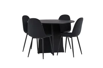 Bootcut Matgrupp 110 cm Rund med 4 Polar stolar - Svart - Products - Möbler - Bord & matgrupp - Matgrupp