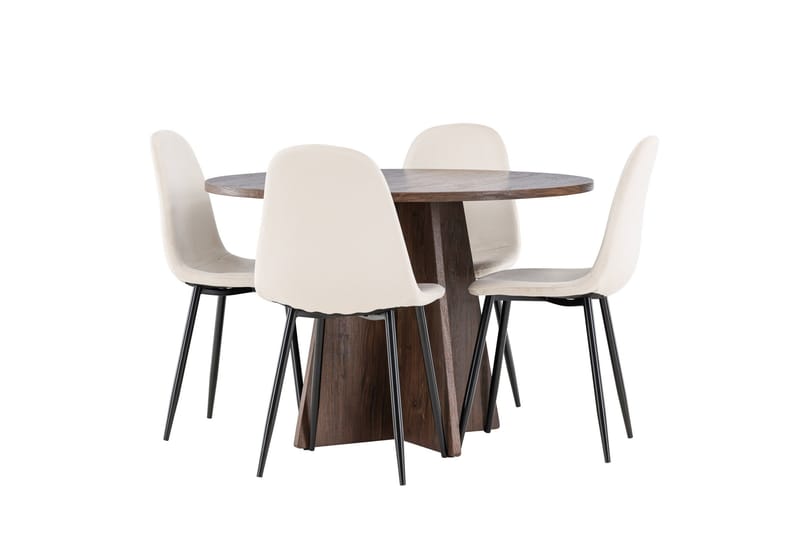 Bootcut Matgrupp 110 cm Rund med 4 Polar stolar - Mocca/Beige - Products - Möbler - Bord & matgrupp - Matgrupp