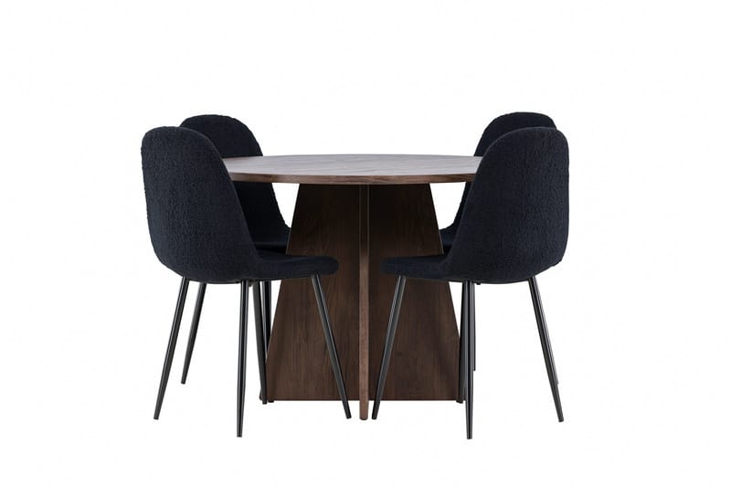 Bootcut Matgrupp 110 cm Rund med 4 Polar stolar - Mocca/Svart - Products - Möbler - Bord & matgrupp - Matgrupp