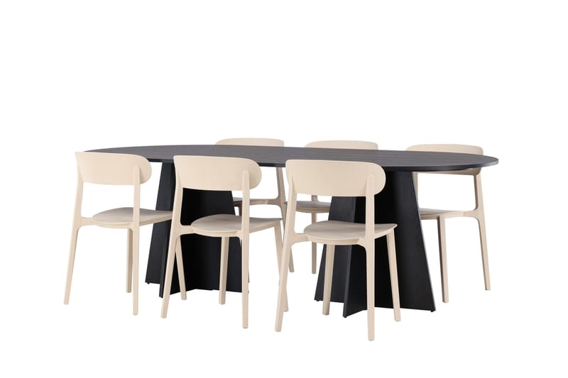 Bootcut Matgrupp 230 cm Oval med 6 Åstol stolar - Svart - Products - Möbler - Bord & matgrupp - Matgrupp