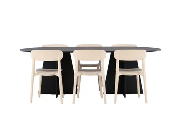 Bootcut Matgrupp 230 cm Oval med 6 Åstol stolar - Svart - Products - Möbler - Bord & matgrupp - Matgrupp