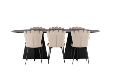 Bootcut Matgrupp 230 cm Oval med 6 Limhamn stolar - Beige - Products - Möbler - Bord & matgrupp - Matgrupp