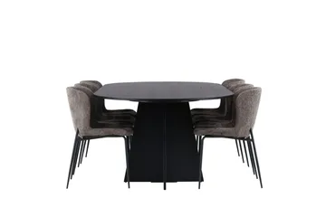 Bootcut Matgrupp 230 cm Oval med 6 Modesto stolar - Svart - Products - Möbler - Bord & matgrupp - Matgrupp