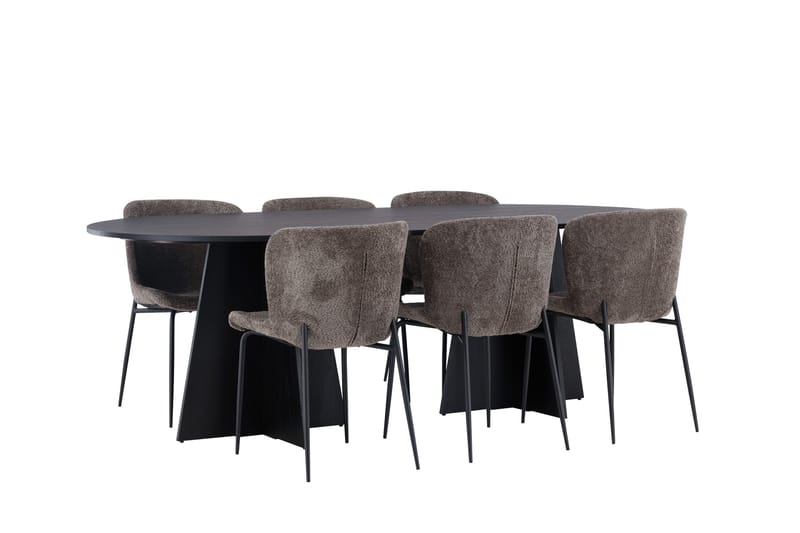 Bootcut Matgrupp 230 cm Oval med 6 Modesto stolar - Svart - Products - Möbler - Bord & matgrupp - Matgrupp