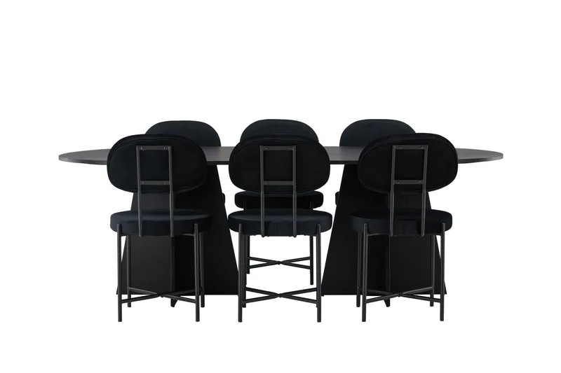 Bootcut Matgrupp 230 cm Oval med 6 Stella stolar, Svart
