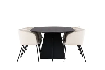 Bootcut Matgrupp 230 cm Rektangulär med 6 Berit stolar - Beige - Products - Möbler - Bord & matgrupp - Matgrupp