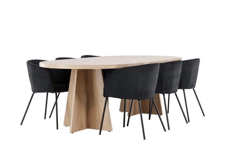 Bootcut Matgrupp 230 cm Rektangulär med 6 Berit stolar - Whitewash/Svart - Products - Möbler - Bord & matgrupp - Matgrupp