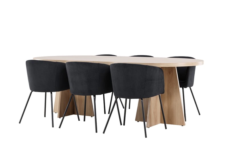 Bootcut Matgrupp 230 cm Rektangulär med 6 Berit stolar - Whitewash/Svart - Products - Möbler - Bord & matgrupp - Matgrupp