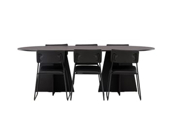 Bootcut Matgrupp 230 cm Rektangulär med 6 Kenth Stolar - Svart - Products - Möbler - Bord & matgrupp - Matgrupp