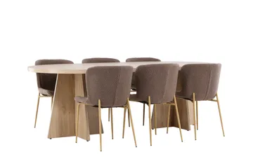 Bootcut Matgrupp 230 cm Rektangulär med 6 Modesto stolar - Whitewash/Brun - Products - Möbler - Bord & matgrupp - Matgrupp