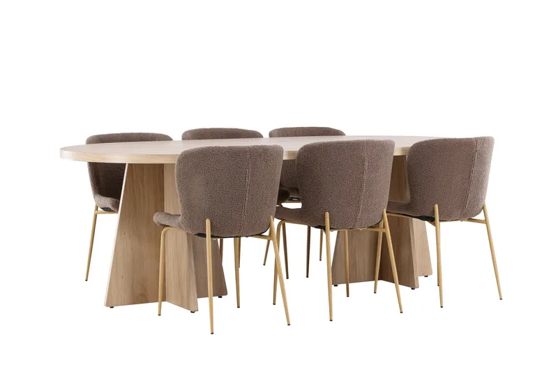 Bootcut Matgrupp 230 cm Rektangulär med 6 Modesto stolar - Whitewash/Brun - Products - Möbler - Bord & matgrupp - Matgrupp