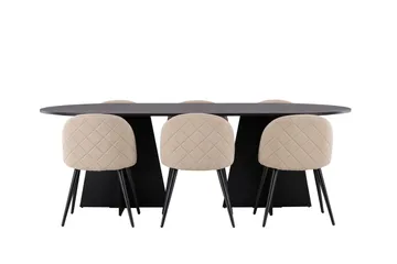 Bootcut Matgrupp 230 cm Rektangulär med 6 Velvet stolar - Beige - Products - Möbler - Bord & matgrupp - Matgrupp