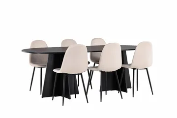 Bootcut Matgrupp 230 cm Rektangulär med 6 Polar stolar - Beige - Products - Möbler - Bord & matgrupp - Matgrupp