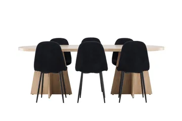 Bootcut Matgrupp 230 cm Rektangulär med 6 Polar stolar - Whitewash/Svart - Products - Möbler - Bord & matgrupp - Matgrupp