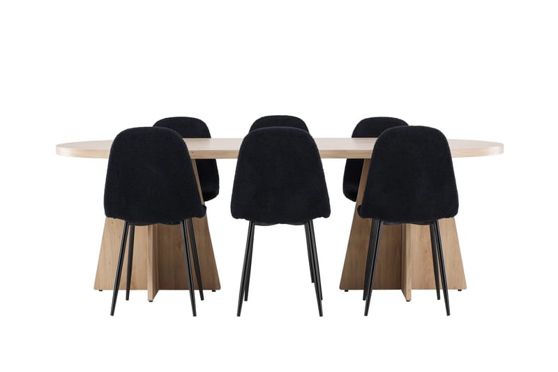 Bootcut Matgrupp 230 cm Rektangulär med 6 Polar stolar - Whitewash/Svart - Products - Möbler - Bord & matgrupp - Matgrupp